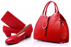 Red women shoes and handbag
