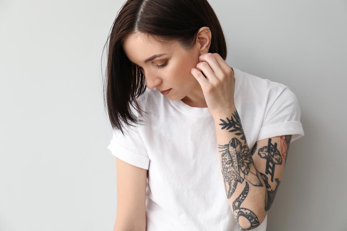woman with a tatoo
